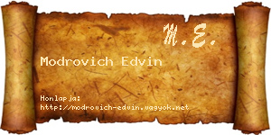Modrovich Edvin névjegykártya